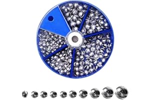 Fiteber Plombs pour Pêche, 100 Pièces Plomb Bouche, Non Toxique Portable Split Shot Set, Accessoires de Pêche avec Boîte de Rangement(0.3g/0.5g/0.6g/0.8g/1g)