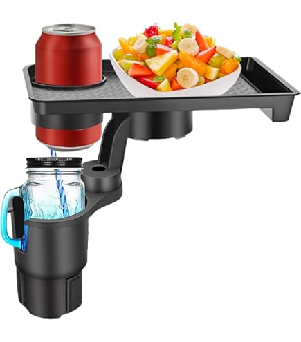 Cup Holder Tray Table, 360º Rotation Adjustable Car Drink Holders With Phone Holder, Stretchable Non-Slip Tray For Eating, Portable Car Interior Organizer Accessories