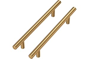 goldenwarm 5 Stück Möbelgriffe 128mm Lochabstand Gold Griffe Möbel Gold Schrankgriffe Gold -LS201GD128 Möbelgriffe Gold Möbelgriffe Edelstahl 128mm Griffe für Küchenschränke Gold