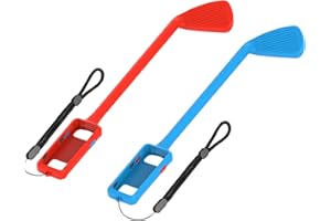 GEEKRIA Switch Golf Club compatibile con Nintendo Switch Joy-Con, impugnatura per giochi di golf con cinturino regolabile Accessori per Mario Golf: Super Rush Game (2 confezioni)