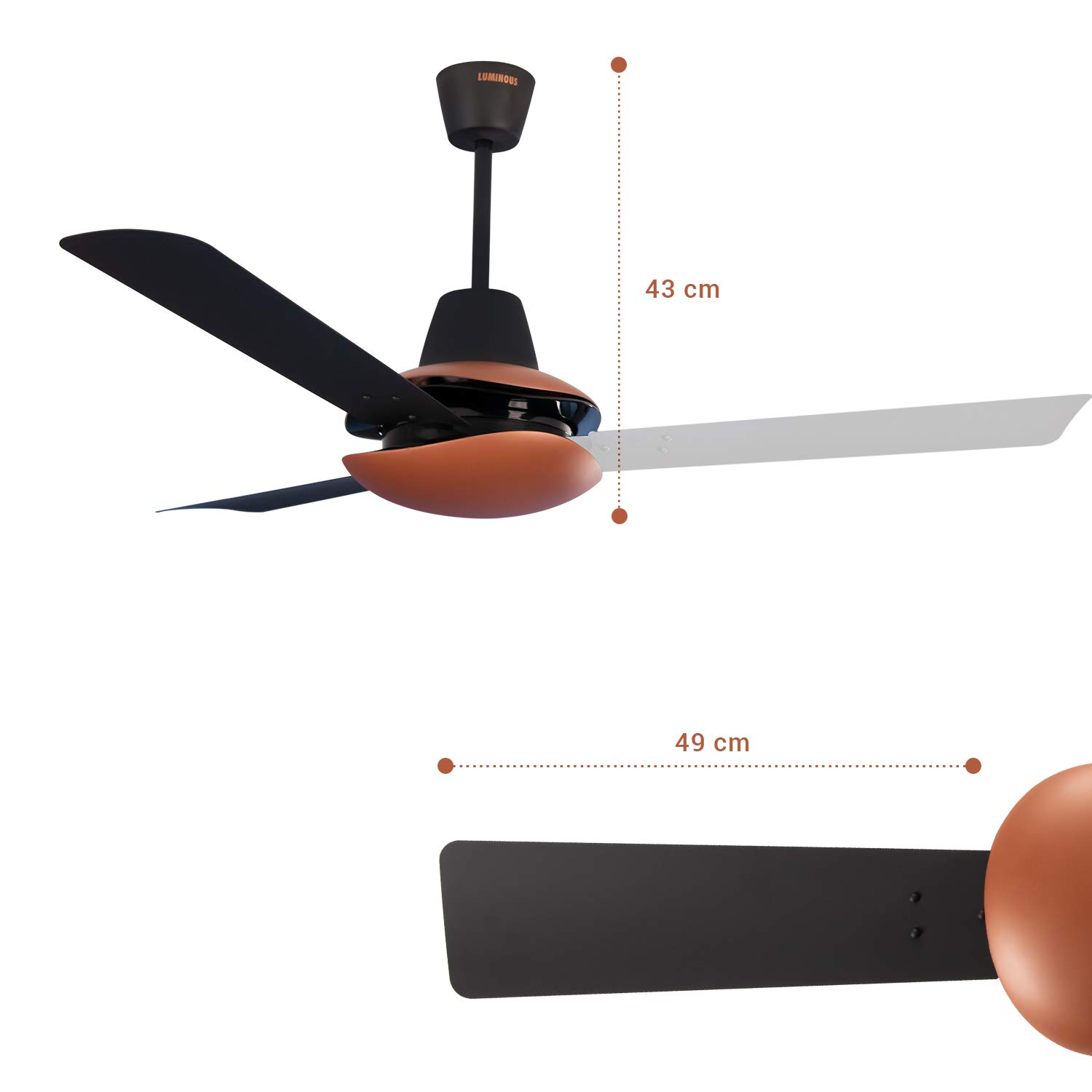 Luminous New York Hudson 1200mm Ceiling Fan Midnight Black Sukhrog