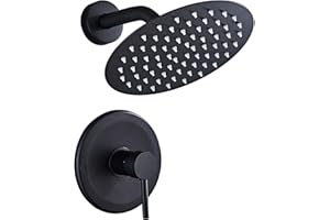 Sanitemodar Ducha Empotrado Negra, Grifo Ducha Empotrado con 20cm Ducha de Lluvia, Duchas de Baño Empotradas con Alcachofa