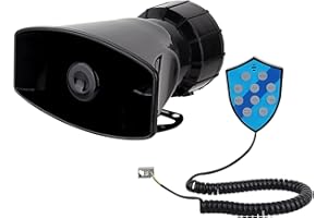 LNCBOC 12V 100W 9 Tons Sirène de Police Amplificateur Alarme Voiture, Siren Alarm Car Siren Vehicle Horn with Mic Système de haut-parleurs PA Amplificateur de son d'urgence