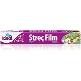 İdeal Stre&ccedil; Film 30 cm x 10 mt, Şeffaf Gıda Saklama Streci BPA İ&ccedil;ermez, Koku Hapsi, Kapak G&ouml;revi G&ouml;ren Pratik Kullanım, Taze 