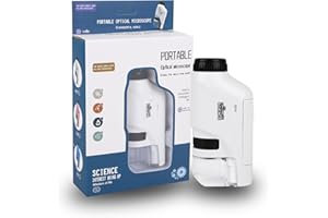 GUKASXI Microscope Portable Enfants 60X-120X Mini de Poche Avec Lumière LED - Haute Définition Pour Cadeau, Jouet Éducatif, Étude à Domicile Préscolaire (Blanc)