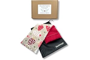 Saco térmico de semillas 50x16 cm con funda lavable – Bolsa de calor y frío reutilizable para microondas – Lavanda, romero y trigo naturales – Alivio cervical y lumbar – Hecho en España – Sacoterapia