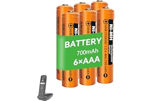 JAPUSOON HHR-75AAAB Pilas Rerecargables 700mAh 1.2V AAA Ni-MH Baterías Recargables para Panasonic Teléfonos Inalámbricos (6 Piezas)
