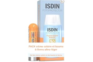 ISDIN Fotoprotector Pack Fusion Water MAGIC Crème Solaire Visage SPF 50 (50 ml) + Stick Protection Lèvres SPF 30 (4 g)
