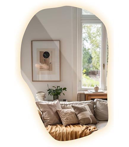 NEUWEABY Specchio da parete ad arco per bagno, 50 x 75 cm specchio ad arco da parete con cornice in metallo, specchio da vanità dorato, decorazione per camino, camera da letto, soggiorno