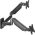 BONTEC Supporto Doppio Monitor da Muro per Schermi da 13 a 27 pollici, Fino a 8 kg, Staffa con Molla a Gas, Braccio Inclinazi