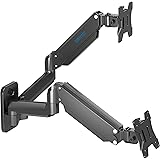 BONTEC Supporto Doppio Monitor da Muro per Schermi da 13 a 27 pollici, Fino a 8 kg, Staffa con Molla a Gas, Braccio Inclinazi