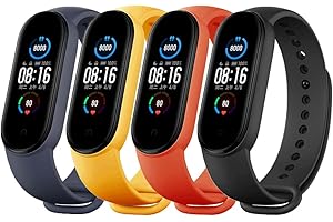 ACTECH Pasek do bransoletki Xiaomi Mi Band 5, Bransoletka Xiaomi Mi Band 6, 4 szt. Kolorowe Silikonowe Wymień opaskę na rękę, Wielobarwny, Trwały, Miękki