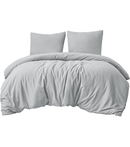 Aisbo beddengoed, 220 x 240 cm, 3-delig dekbedovertrek - beddengoed set 240 x 220 cm, gestreept antraciet patroon met 2 kussensslopen van 80 x 80 cm, microvezel dekbedovertrek met ritssluiting