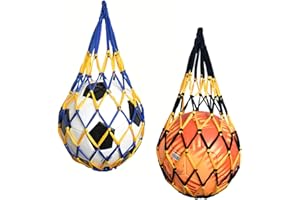 Roysmart Basketball Netz Tasche, Tragbare Ballnetz 1 Ball, Ballnetz Basketball Fußball-Netztasche, Geeignet für Beachvolleyball, Basketball, Stadion und Strand (Blau-Gelb und Schwarz-Gelb)