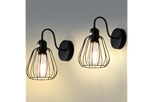 MantoLite 2 pcs Black Wall Lights Simplicity Vintage Industrial Wall Lights Bedside Lamps E27 Edison Bulbs Wall Sconce Lamp Holder for Living Room Bedroom Restaurant Lighting
