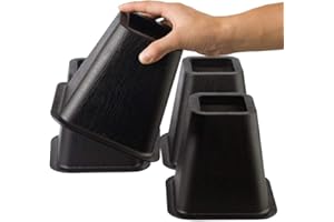 MOVEONSTEP Bed Risers 6 Inch Heavy Duty Furniture Risers Set of 4 Black Non-slip Riser
