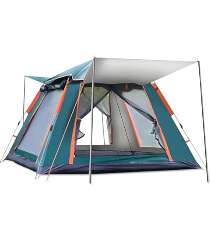 VivaGarden Tenda Da Campeggio Pop Up 4-5 Posti Impermeabile 2 Porte E 4 Finestre - 169A