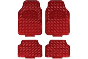 FD FAIRDEAL CASH & CARRY 4 Pcs Heavy Duty 5kg - Rubber Car Mat (Front + Rear) Non-Slip Deep Dish for Cars Water Proof, SUV Truck, VAN for All Weathers (Red)