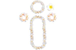 duoyif Party Flower Necklace Decor, Hawajskie Naszyjniki Z Kwiatowym Naszyjnikiem Opaska Opaska Na Włosy Spinki Do Włosów, Luau Kwiatowy Wieniec Na Karnawał Impreza Festiwal, 105cm, Poliester,