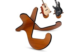 Lohofrnny Gitarrenständer Holz, Gitarrenständer, Tragbare Faltbarer X-förmiges Gestell, Anti-Rutsch Musikinstrument Ständer für Akustik Klassische Gitarren Bass Banjo (1 Kartensteckplatz)