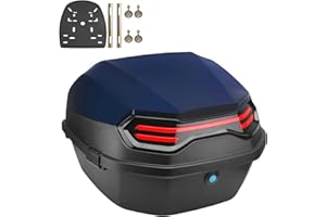 NUACOS Motorrad Kofferraum Universal Top Box wasserdichte Motorrad Heckbox mit RüCken für Roller Moped,A,11 * 15 * 15inch