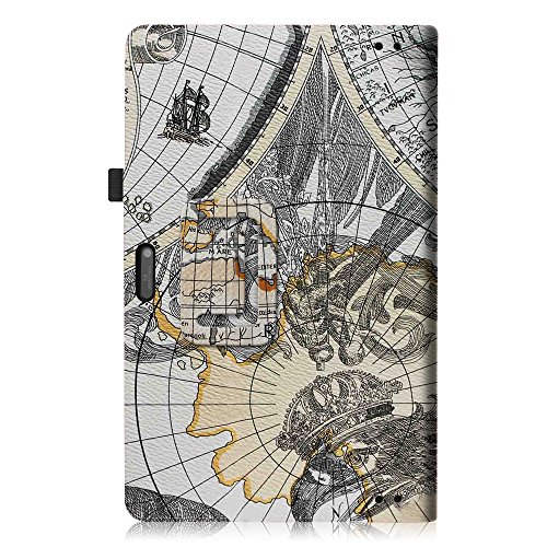 Fintie Dragon Touch X10 Folio Hülle Case – Slim Fit Folio Premium Kunstleder Schutzhülle Tasche Etui Smart Cover mit Standfunktion Stylus Loop für Dragon Touch X10 10.6 Zoll 8 Kern Android Tablet PC, Landkarte Design - 8