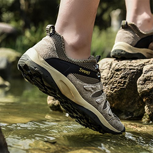 UBFen Herren Sportschuhe Trekking Wanderhalbschuhe Sneakers Outdoorschuhe Wanderschuhe Turnschuhe Casual Schuhe Atmungsaktives Mesh Braun Blau - 7
