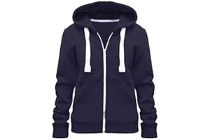 Parsa Fashions Ladies Plain Zip Up Hoodie Womens Fleece Hooded Top Long Sleeves Front Pockets Soft Stretchable Comfortable PLUS SIZES Small to XXXXXXXL (UK 6-30)