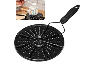 CACACOOK Piastra Diffusore Di Calore, Diffusore Di Calore In Ghisa Per Stufa A Gas Diffusore Di Calore Con Rivestimento Antiaderente, Sbrinamento Rapido Rotondo (Nero)