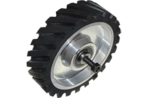 LASANA SMART MACHINES Roue de contact en caoutchouc - 200 x 50 mm - Surface dentée - Noyau en aluminium - Avec tige de 12 mm - Prêt pour le montage.