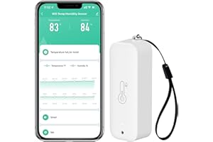 SENCKIT Sensore termometro igrometro WiFi: monitor intelligente della temperatura senza fili con notifica app, esportazione di memoria dati, funzione di calibrazione, compatibile con Alexa (White-1PCS)