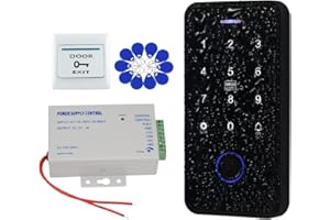 QTTYELOK Bluetooth Tuya Kit de Sistema de Control de Acceso IP68 Huella Dactilar Impermeable Teclado RFID Biométrico + Fuente de Alimentación + 10pcs Llavero de 13,56 MHz (Sin Cerradura)