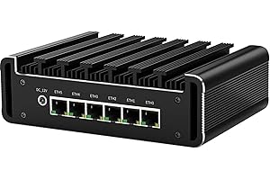 KINGNOVYPC Firewall Micro Appliance, 6 Port i226-V 2.5G Fanless Mini PC Intel N100, 8GB DDR5 128GB NVMe, 1* HDMI, 4xUSB, 1*DP, 1xCOM RJ45, VPN Router PC, OPNsense, AES-NI, ESXi Proxmox Host, 2* Wifi Slot