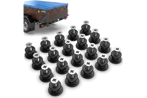 Tarpofix® Ganci per teloni rotondi incl. viti per rimorchio (20 pz) | Ganci sponde in plastica dura | Bottoni per sponde di rimorchi per auto | Manopole rotonde per il fissaggio di reti e teloni