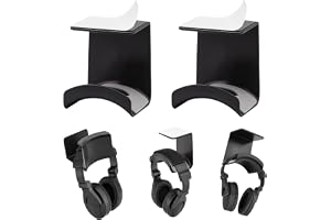 KQDRAVINE 2 x hörlurshållare, självhäftande hörlurshållare för de flesta skrivbordsheadset, väggfästen för headset, svart 6,3 x 5,4 x 7,6 cm