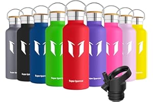 Super Sparrow Botella Agua Acero Inoxidable - Botella Agua Niños - 350ml/500ml/620ml/750ml/1L - Botella Termica Boca Estándar - Sin BPA, para Niños & Adultos, Deporte, Oficina, Yoga, Ciclismo