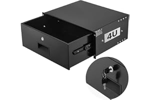 VEVOR 4U Rack Mount Drawer, 50 lbs Max Load-Bearing, Lockable Server Cabinet Case, Sliding Drawer with Lock and Cable Management Holes, for 19 in Network Equipment Server AV Rack or Cabinet Enclosure