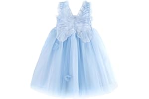 Miipat Baby Girl Dress Girls Tulle Butterfly Dresses Toddler Princess Floral Tutu Dress Sleeveless Wedding Party Birthday Dress for Girl 6 Months-6 Years