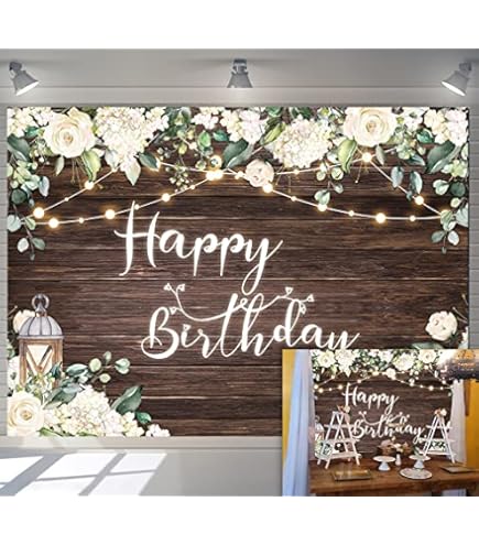 Greenery Toile De Fond « Happy Birthday » – Toile De Fond à