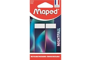 MAPED- Lot de 2 Gommes Nightfall - Gommes Dust-Free - Sans PVC Ni Phtalate - Fabriquées en France