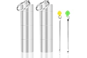 SUBTAVIK 2 Pezzi Portapillole in Alluminio Portatile 3 Scomparti con Cucchiaino (Argento)