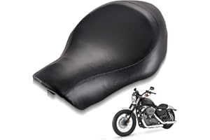 TUINCYN Motorrad Sitzkissen Kunstleder Fahrer Solositz Vintage Black Racer Sattelsitz Kompatibel mit Harley Davidson Sportste XL883 XL883N XL883L XL883X 2005-2013 1200N (Glatt schwarz)