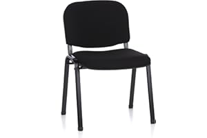 hjh OFFICE 704500 Lot de 4 chaises visiteurs XT 600 Revêtement Tissu Noir Chaise de conférence rembourrée, empilable