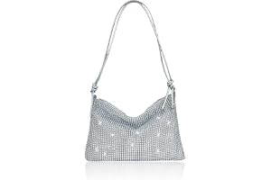 VIDSTW Glittrande Strass Elegant Dam, Klassisk och Mångsidig Silver-Kopplingsväska Justerbar Axelrem, Silverväska, Högkapacit