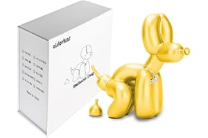 alslovkar Squat Balloon Dog Statue, Resin Sculpture Home Decor, Modern Desk Office Home Decoration Accessories for Living Room Animal Figures (Painted-Yellow),22X22X10cm