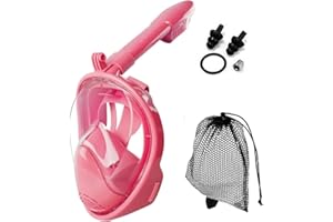 JRing Snorkel Mask Full Face for Kids, 180° Panoramic View Safe Breathing System Diving Mask with Adjustable Strips and Action Camera Mount Anti-Fog Anti-Leak Snorkeling Mask Set