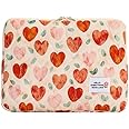 CHAMAIR Puffy Laptop Sleeve 13 Inch Floral Laptop Bag for Women Quilted Carrying Laptop Case Aesthetic Macbook Sleeve Compatible for Notebook Cover 12'' 13'' (Red Heart 13in)