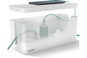 ACROPAQ Boîte Cache Câble - (32 x 13,2 x 12,7 cm), Boîte de Rangement pour Cacher Les câbles, Cacher Les multiprises, Plastique, Noir - Cache multiprise