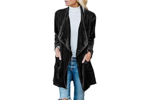 DAIHAN Blazer de Terciopelo Cuello Chal Sólido Abrigo de Oficina para Mujer Chaqueta de Traje Slim Fit Elegante Casual Oficina