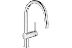 GROHE Robinet de cuisine évier Minta, robinet avec douchette extractible, bec en forme de U, inverseur 2 jets, installation et nettoyage facile, chromé, 32321002 (Import Allemagne)